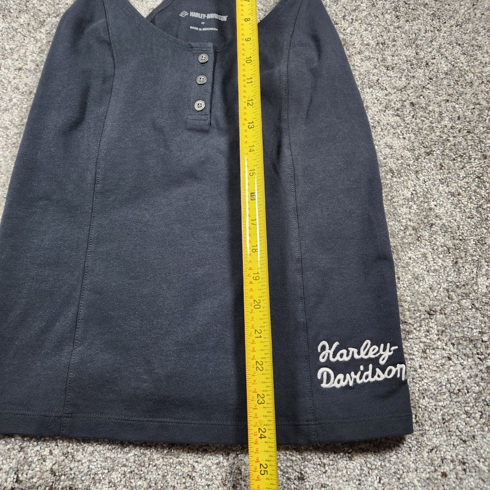 Harley-Davidson Black Racerback Henley Tank Top - Picture 14 of 15